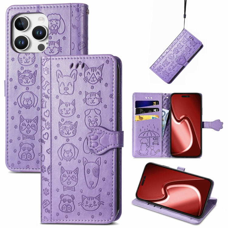 Cat and Dog Embossed Leather Phone Case