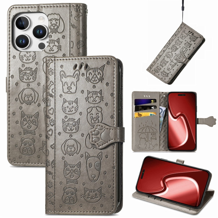 Cat and Dog Embossed Leather Phone Case