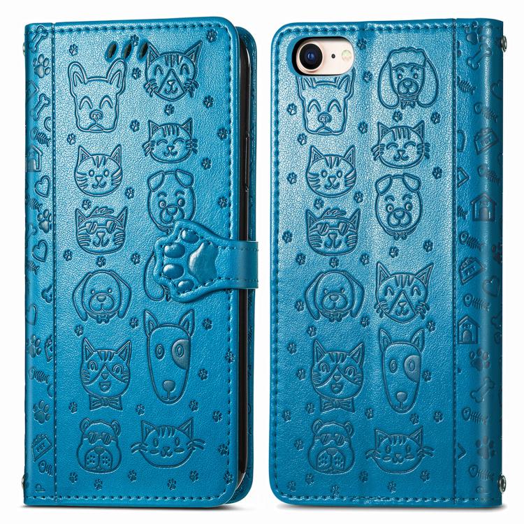 Cat and Dog Embossed Leather Phone Case
