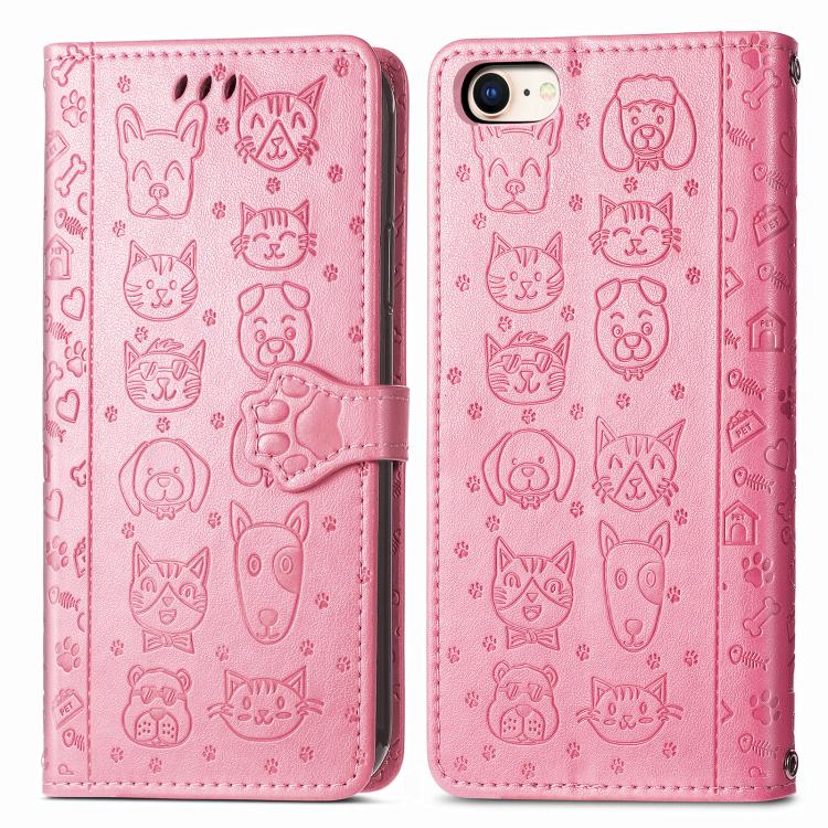 Cat and Dog Embossed Leather Phone Case