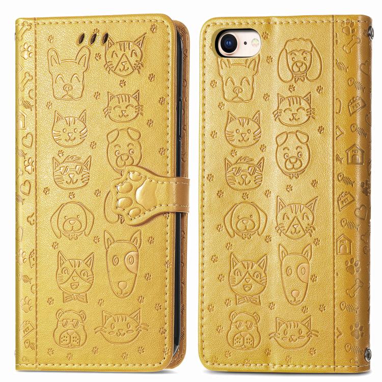 Cat and Dog Embossed Leather Phone Case
