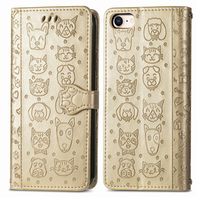 Cat and Dog Embossed Leather Phone Case