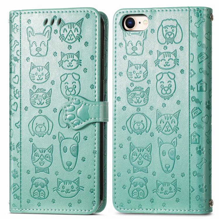 Cat and Dog Embossed Leather Phone Case