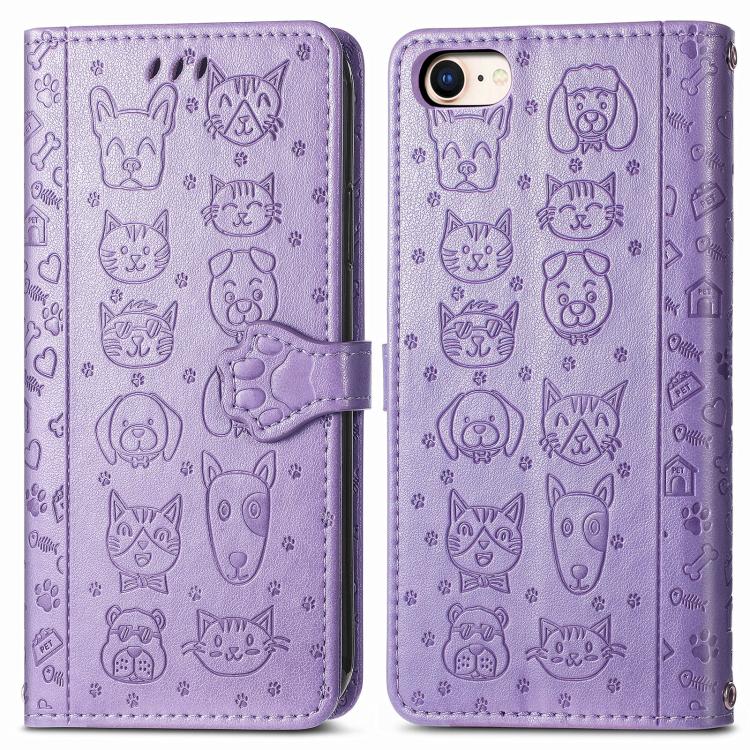 Cat and Dog Embossed Leather Phone Case