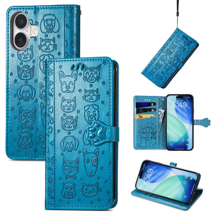 Cat and Dog Embossed Leather Phone Case