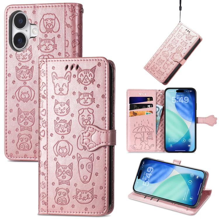 Cat and Dog Embossed Leather Phone Case