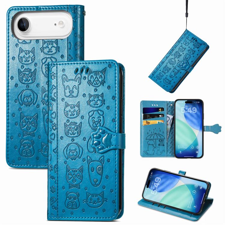 Cat and Dog Embossed Leather Phone Case