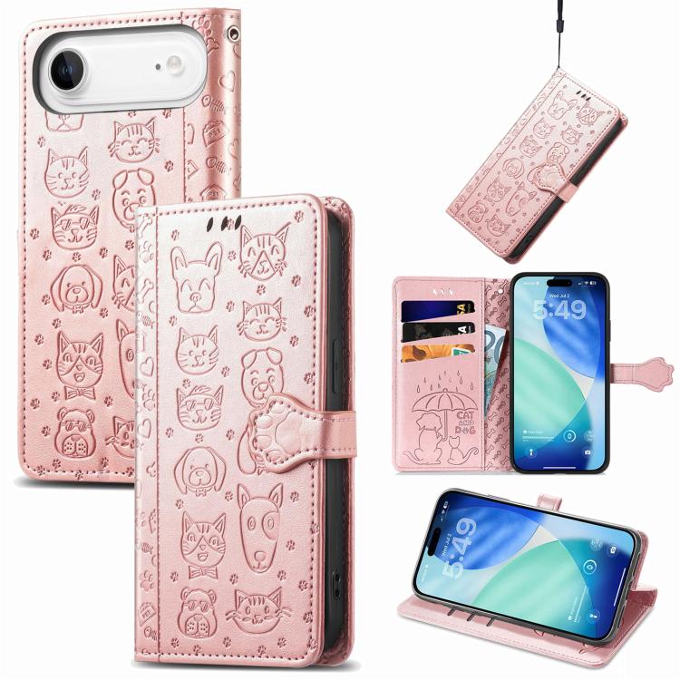 Cat and Dog Embossed Leather Phone Case