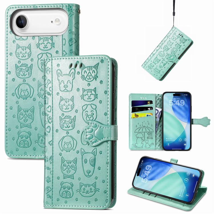 Cat and Dog Embossed Leather Phone Case