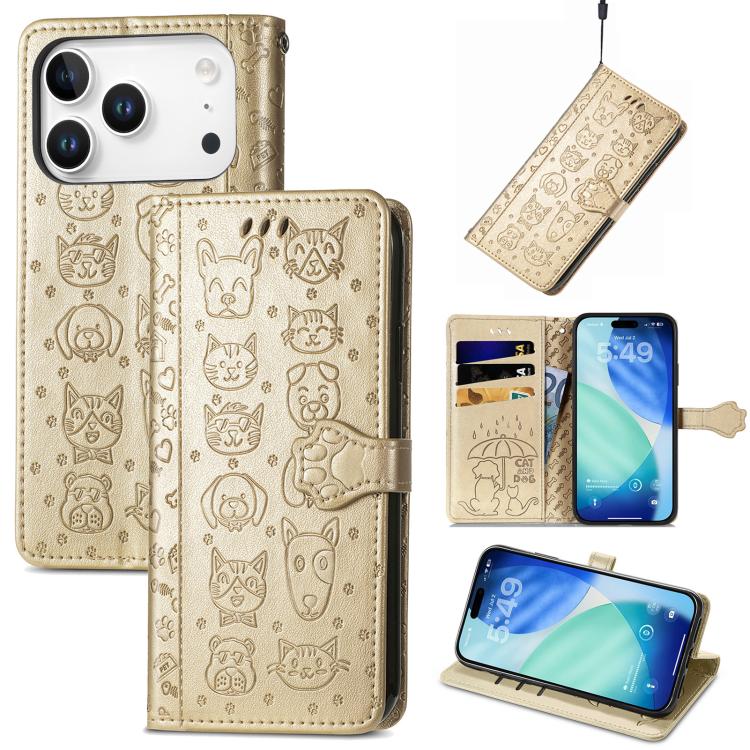 Cat and Dog Embossed Leather Phone Case