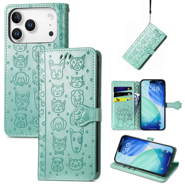 Cat and Dog Embossed Leather Phone Case