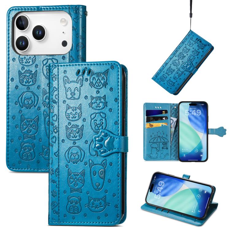 Cat and Dog Embossed Leather Phone Case