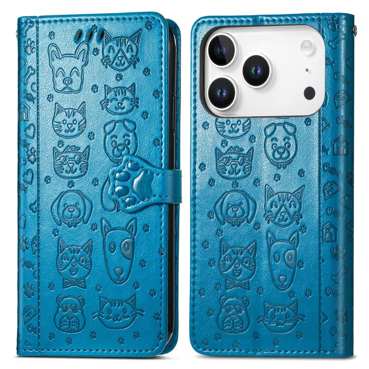 Cat and Dog Embossed Leather Phone Case