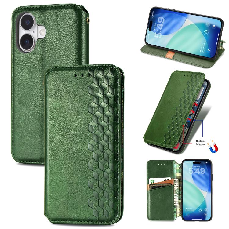 Cubic Grid Pressed Magnetic Leather Phone Case