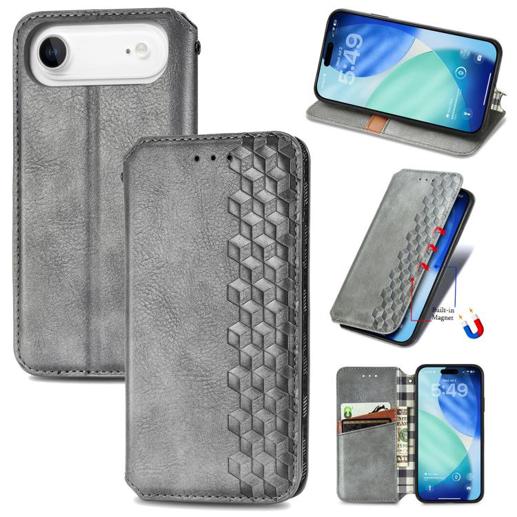 Cubic Grid Pressed Magnetic Leather Phone Case