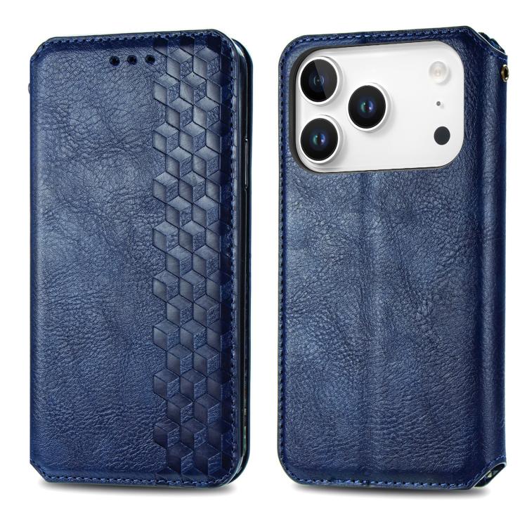 Cubic Grid Pressed Magnetic Leather Phone Case