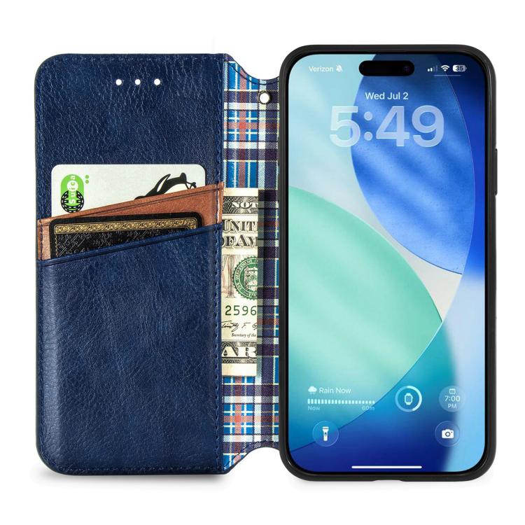 Cubic Grid Pressed Magnetic Leather Phone Case