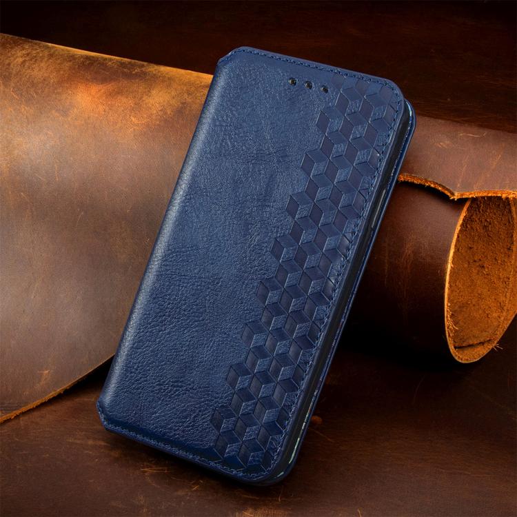 Cubic Grid Pressed Magnetic Leather Phone Case