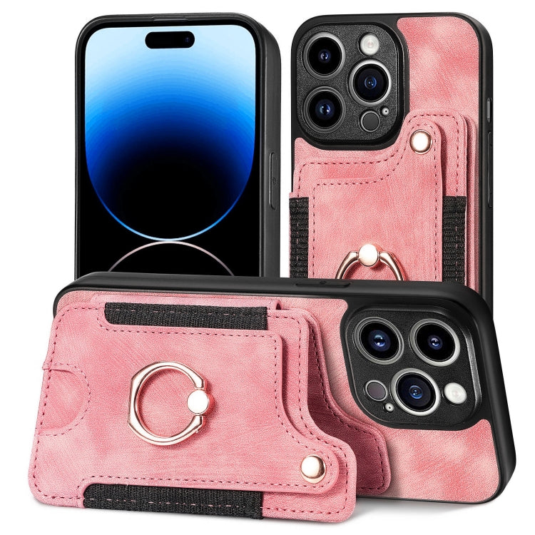 Retro Skin-feel Ring Multi-card Wallet Phone Case