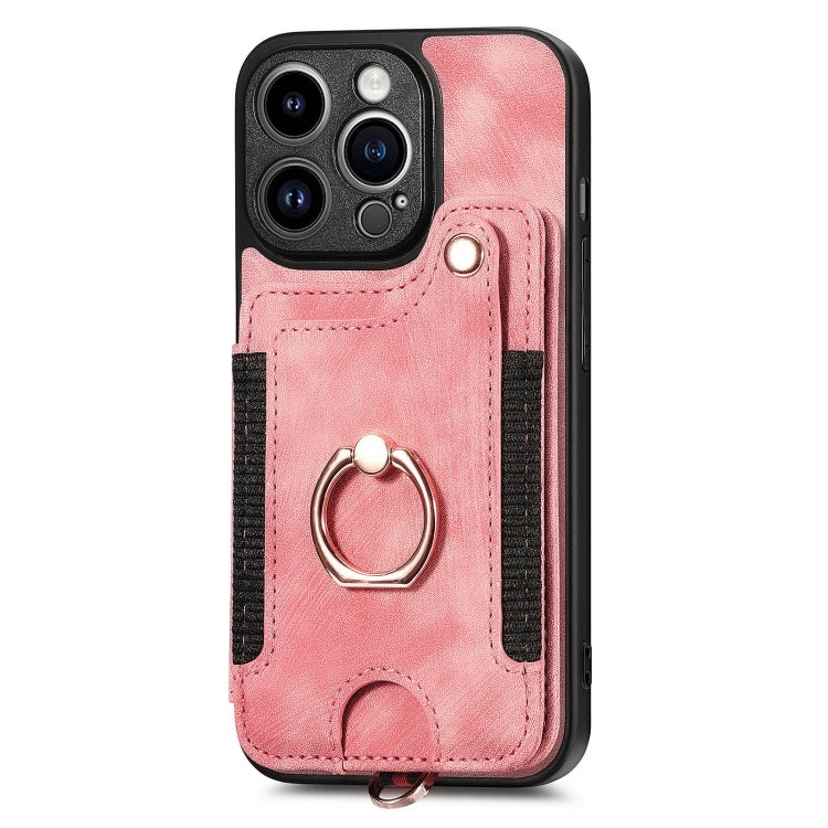 Retro Skin-feel Ring Multi-card Wallet Phone Case