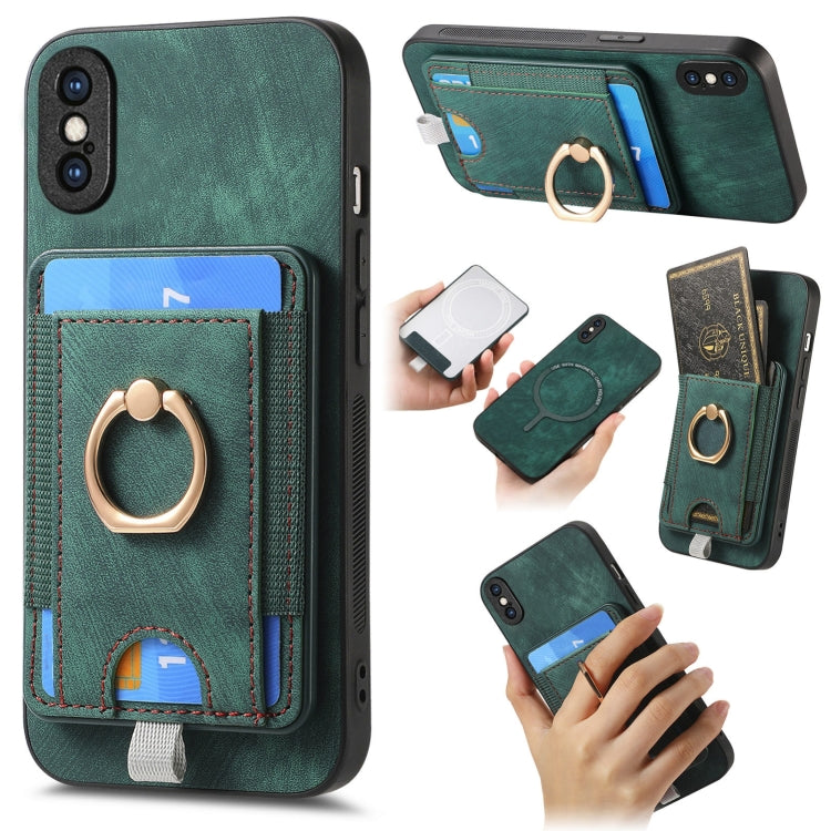 Retro Splitable Magnetic Card Bag Leather Phone Case