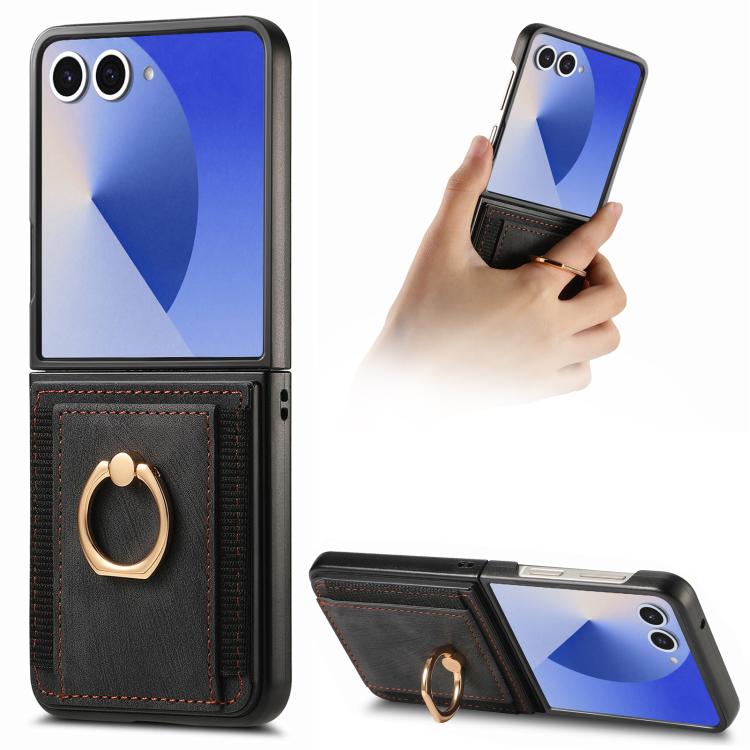 Retro Skin-feel Ring Card Bag Phone Case