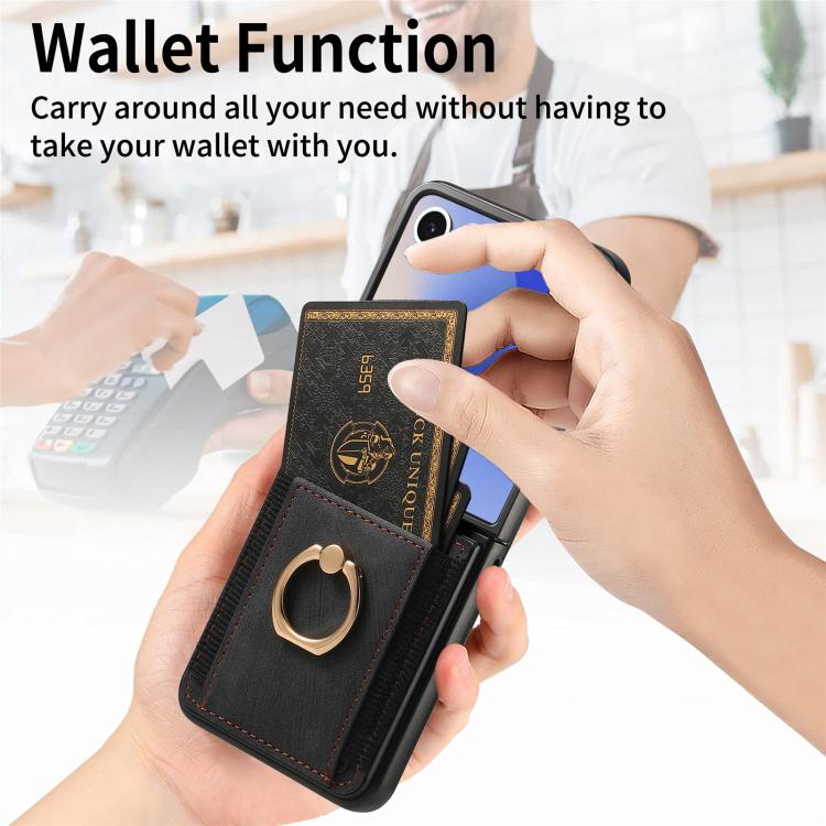 Retro Skin-feel Ring Card Bag Phone Case