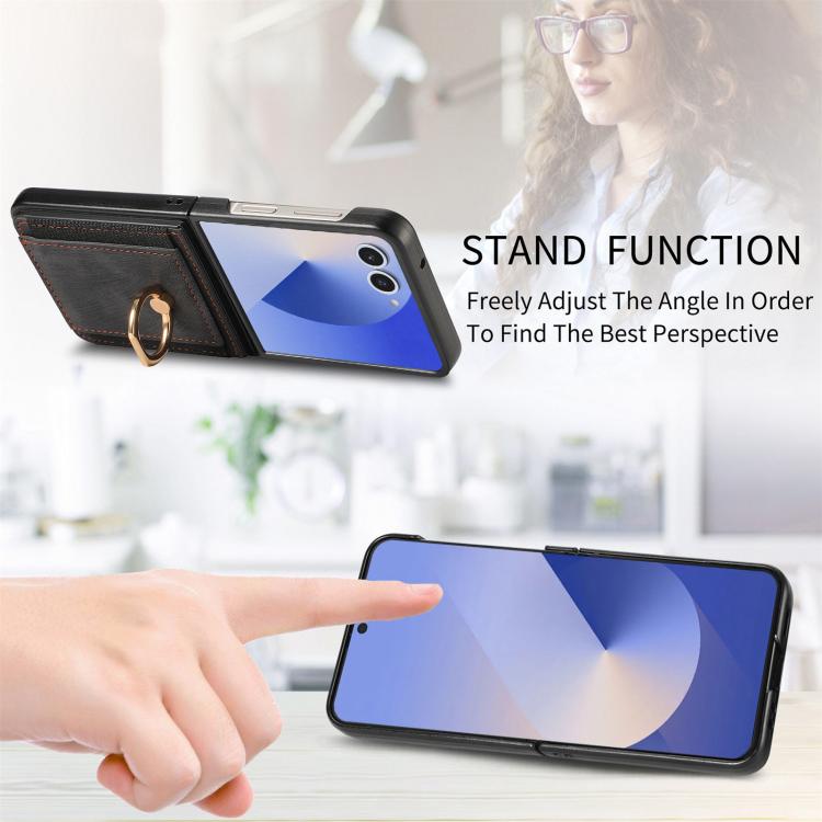 Retro Skin-feel Ring Card Bag Phone Case