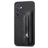 Carbon Fiber Horizontal Flip Zipper Wallet Phone Case, For Samsung Galaxy S24+ 5G, For Samsung Galaxy S23 FE 5G