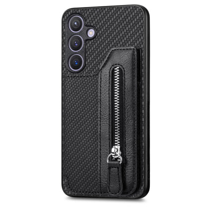Carbon Fiber Horizontal Flip Zipper Wallet Phone Case, For Samsung Galaxy S24+ 5G, For Samsung Galaxy S23 FE 5G