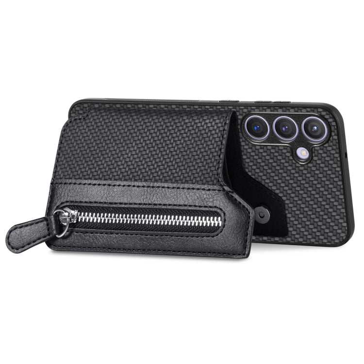 Carbon Fiber Horizontal Flip Zipper Wallet Phone Case, For Samsung Galaxy S24+ 5G, For Samsung Galaxy S23 FE 5G