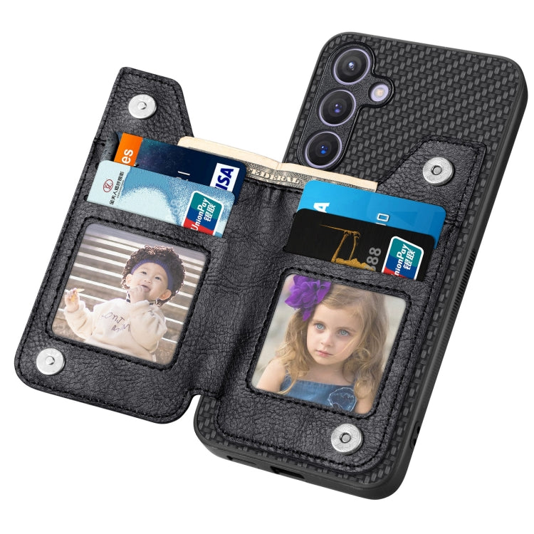 Carbon Fiber Horizontal Flip Zipper Wallet Phone Case, For Samsung Galaxy S24+ 5G, For Samsung Galaxy S23 FE 5G