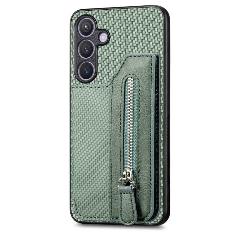 Carbon Fiber Horizontal Flip Zipper Wallet Phone Case, For Samsung Galaxy S24+ 5G, For Samsung Galaxy S23 FE 5G