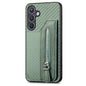 Carbon Fiber Horizontal Flip Zipper Wallet Phone Case, For Samsung Galaxy S24+ 5G, For Samsung Galaxy S23 FE 5G