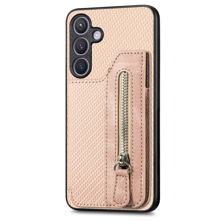 Carbon Fiber Horizontal Flip Zipper Wallet Phone Case, For Samsung Galaxy S24+ 5G, For Samsung Galaxy S23 FE 5G