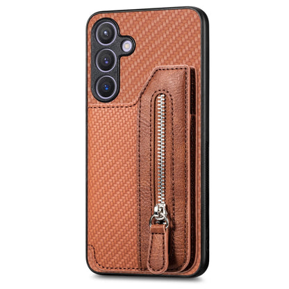 Carbon Fiber Horizontal Flip Zipper Wallet Phone Case, For Samsung Galaxy S24+ 5G, For Samsung Galaxy S23 FE 5G
