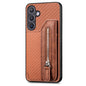 Carbon Fiber Horizontal Flip Zipper Wallet Phone Case, For Samsung Galaxy S24+ 5G, For Samsung Galaxy S23 FE 5G