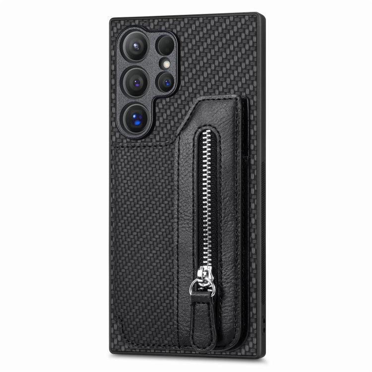 Carbon Fiber Horizontal Flip Zipper Wallet Phone Case, For Samsung Galaxy A57 5G, For Samsung Galaxy A37 5G, For Samsung Galaxy S25 Edge 5G, For Samsung Galaxy A56 5G, For Samsung Galaxy A36, For Samsung Galaxy S25 5G, For Samsung Galaxy S25+ 5G       ...