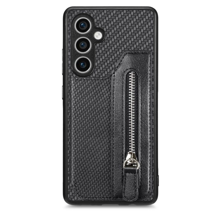 Carbon Fiber Horizontal Flip Zipper Wallet Phone Case, For Samsung Galaxy S24+ 5G, For Samsung Galaxy S23 FE 5G