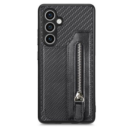 Carbon Fiber Horizontal Flip Zipper Wallet Phone Case, For Samsung Galaxy S24+ 5G, For Samsung Galaxy S23 FE 5G