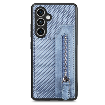 Carbon Fiber Horizontal Flip Zipper Wallet Phone Case, For Samsung Galaxy S24+ 5G, For Samsung Galaxy S23 FE 5G