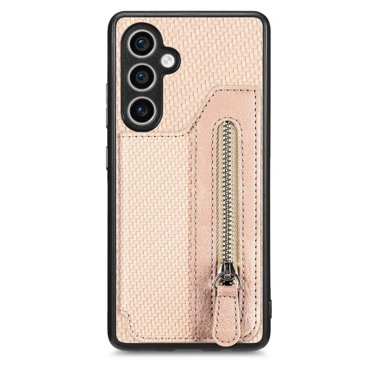 Carbon Fiber Horizontal Flip Zipper Wallet Phone Case, For Samsung Galaxy S24+ 5G, For Samsung Galaxy S23 FE 5G