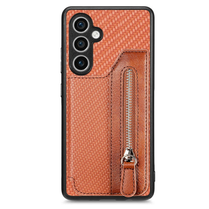 Carbon Fiber Horizontal Flip Zipper Wallet Phone Case, For Samsung Galaxy S24+ 5G, For Samsung Galaxy S23 FE 5G