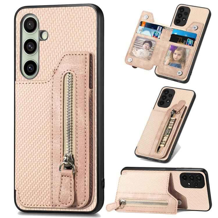 Carbon Fiber Horizontal Flip Zipper Wallet Phone Case, For Samsung Galaxy S25 Edge 5G, For Samsung Galaxy A56 5G, For Samsung Galaxy A36, For Samsung Galaxy S25 5G, For Samsung Galaxy S25+ 5G, For Samsung Galaxy S25 Ultra 5G                            ...
