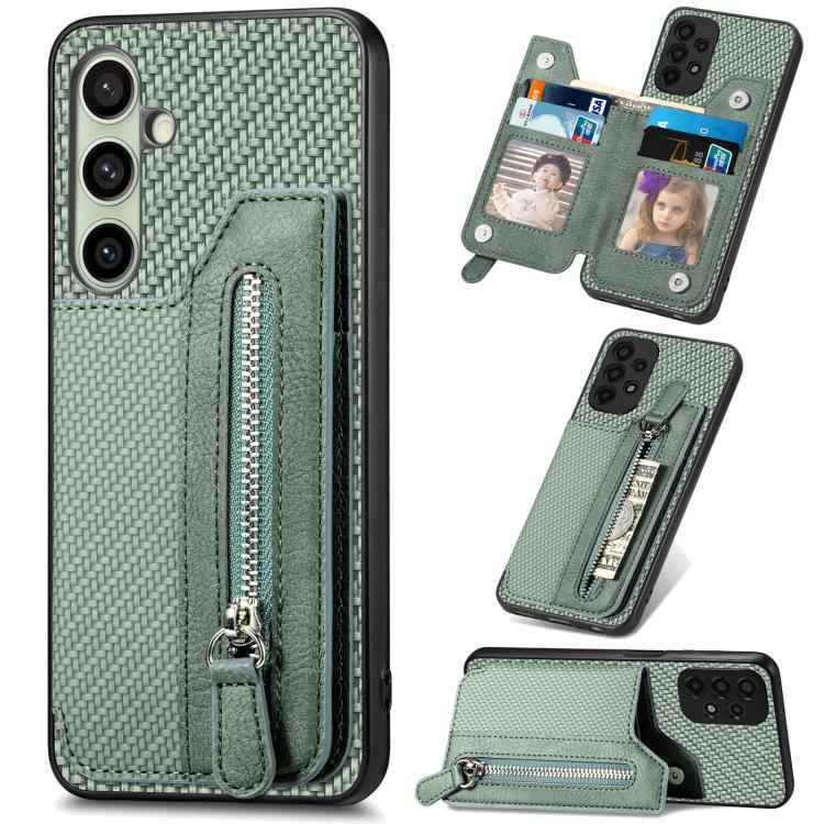 Carbon Fiber Horizontal Flip Zipper Wallet Phone Case, For Samsung Galaxy S25 Edge 5G, For Samsung Galaxy A56 5G, For Samsung Galaxy A36, For Samsung Galaxy S25 5G, For Samsung Galaxy S25+ 5G, For Samsung Galaxy S25 Ultra 5G                            ...