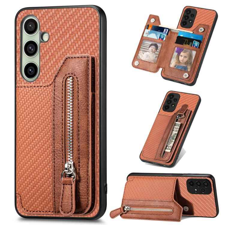 Carbon Fiber Horizontal Flip Zipper Wallet Phone Case, For Samsung Galaxy S25 Edge 5G, For Samsung Galaxy A56 5G, For Samsung Galaxy A36, For Samsung Galaxy S25 5G, For Samsung Galaxy S25+ 5G, For Samsung Galaxy S25 Ultra 5G                            ...