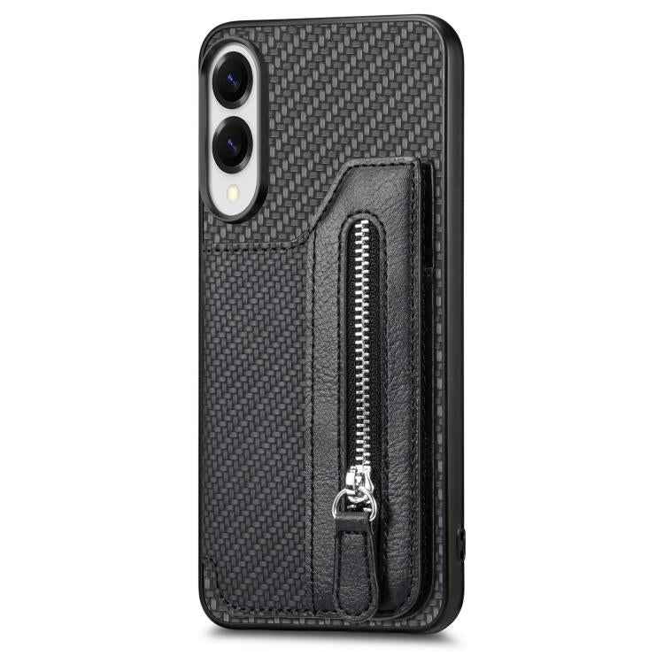 Carbon Fiber Horizontal Flip Zipper Wallet Phone Case, For Samsung Galaxy S25 Edge 5G, For Samsung Galaxy A56 5G, For Samsung Galaxy A36, For Samsung Galaxy S25 5G, For Samsung Galaxy S25+ 5G, For Samsung Galaxy S25 Ultra 5G                            ...