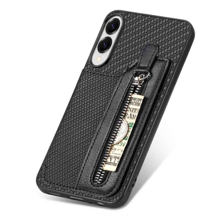 Carbon Fiber Horizontal Flip Zipper Wallet Phone Case, For Samsung Galaxy S25 Edge 5G, For Samsung Galaxy A56 5G, For Samsung Galaxy A36, For Samsung Galaxy S25 5G, For Samsung Galaxy S25+ 5G, For Samsung Galaxy S25 Ultra 5G                            ...