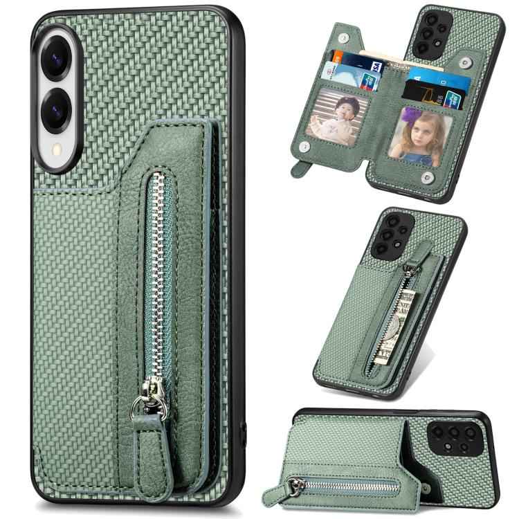 Carbon Fiber Horizontal Flip Zipper Wallet Phone Case, For Samsung Galaxy S25 Edge 5G, For Samsung Galaxy A56 5G, For Samsung Galaxy A36, For Samsung Galaxy S25 5G, For Samsung Galaxy S25+ 5G, For Samsung Galaxy S25 Ultra 5G                            ...