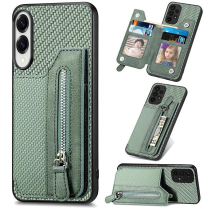 Carbon Fiber Horizontal Flip Zipper Wallet Phone Case, For Samsung Galaxy A57 5G, For Samsung Galaxy A37 5G, For Samsung Galaxy S25 Edge 5G, For Samsung Galaxy A56 5G, For Samsung Galaxy A36, For Samsung Galaxy S25 5G, For Samsung Galaxy S25+ 5G       ...